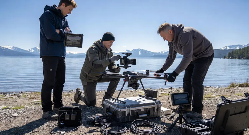 behind scenes drone setup